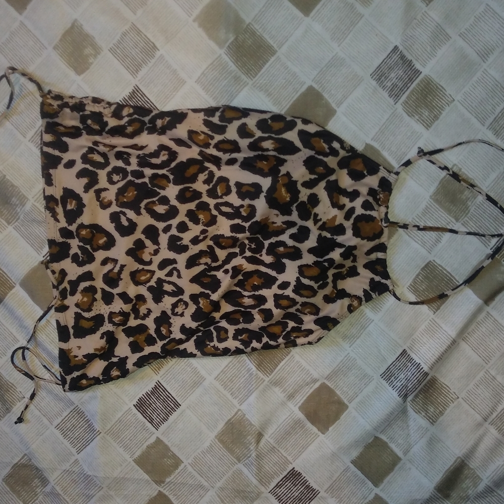 beachsissi leopard print de halter neck tankini swimsuit XL